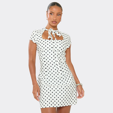 white and black polka dot mini dress Endless Romance Off Shoulder Mini Dress