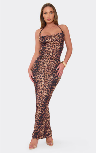 brown summer maxi dress Timeless Halter Maxi Dress – Hand-Dyed Open Back Dress with High Slit