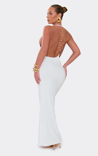 sachin and babi light blue dress White Kendall Jenner Halter Dress Backless Prom Celebrity Formal Dress   Hoprom