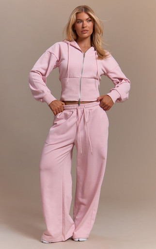 Long Sleeve Double Zip Cinched Waist Hoodie In Pink | EGO US | EGO
