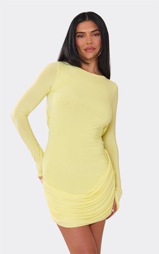 petal long sleeve dress Sevila Long Sleeve Mini Dress in Flocked Petal Navy