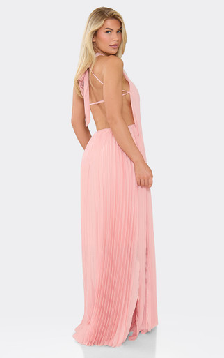 pleat tie back maxi dress chelsea28 pink Chelsea28 Pleated Tie-Back Maxi Dress In Pink Beauty - 30% Off
