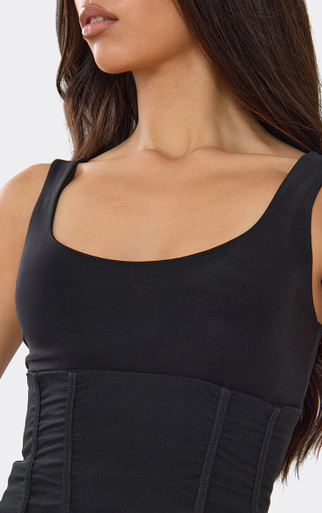 Zip Up Corset Cami Top In Black Slinky | EGO US | EGO