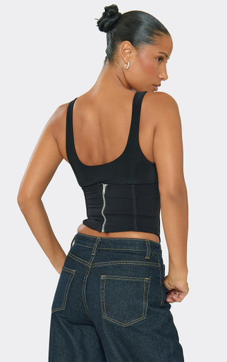 Zip Up Corset Cami Top In Black Slinky | EGO US | EGO