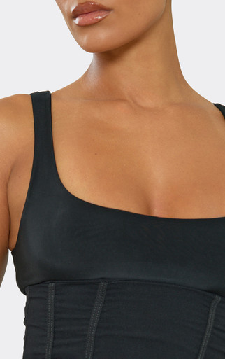 Zip Up Corset Cami Top In Black Slinky | EGO US | EGO