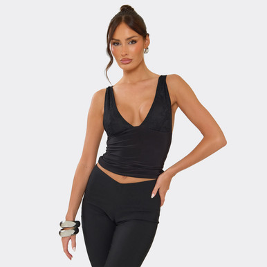 Sleeveless Lace Cup Detail Vest Top In Black | EGO US | EGO