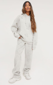 Cross Patch Detail Oversized Hoodie In Acid Wash Sage Green | EGO