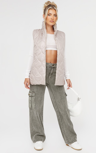 Onion Quilted Longline Gilet In Nude | EGO CA | EGO