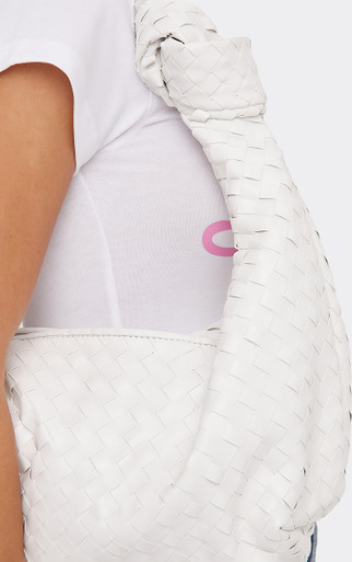 Loreen Woven Knotted Strap Detail Oversized Shoulder Bag In White