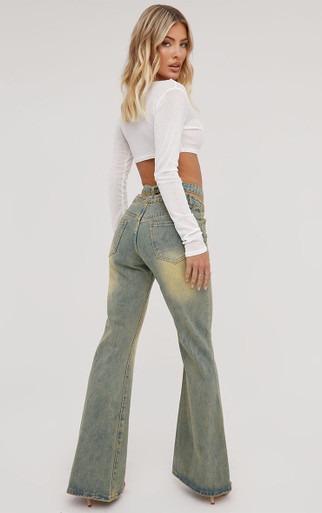 【正規品】argueculture - flare washed denim Flared Distressed Denim – Argue Culture
