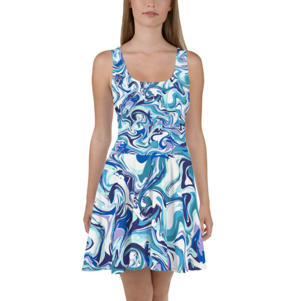 Skater Dress - Blue Swirl Design