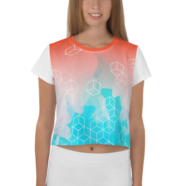 Crop Tee - Rainbow Flames Design