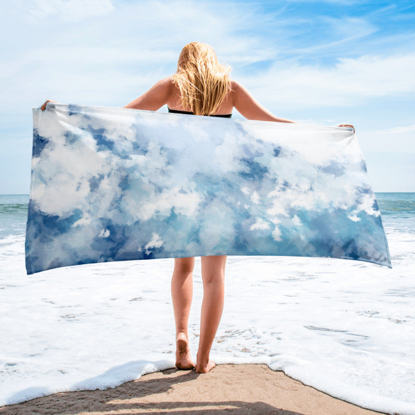 Beach Towel - Blue Watercolor Design