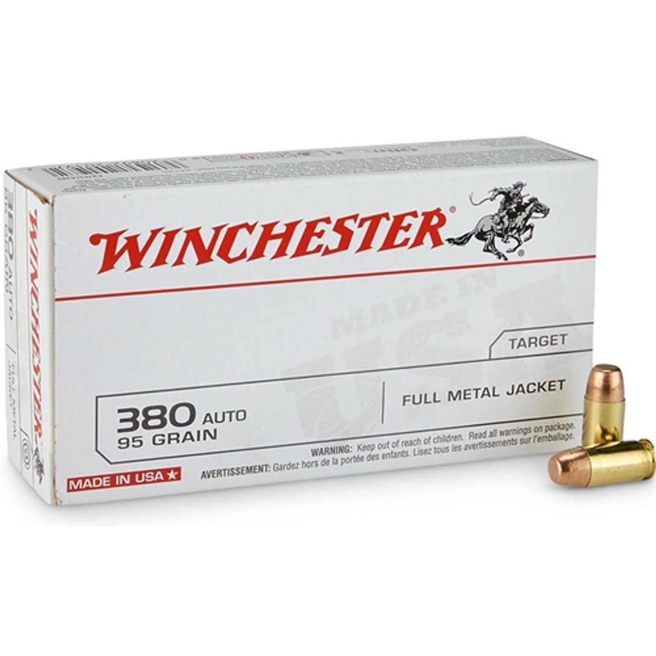 Description Winchester USA Q4206 380 ACP AUTO 95 Grain FMJ Ammo Specificati...