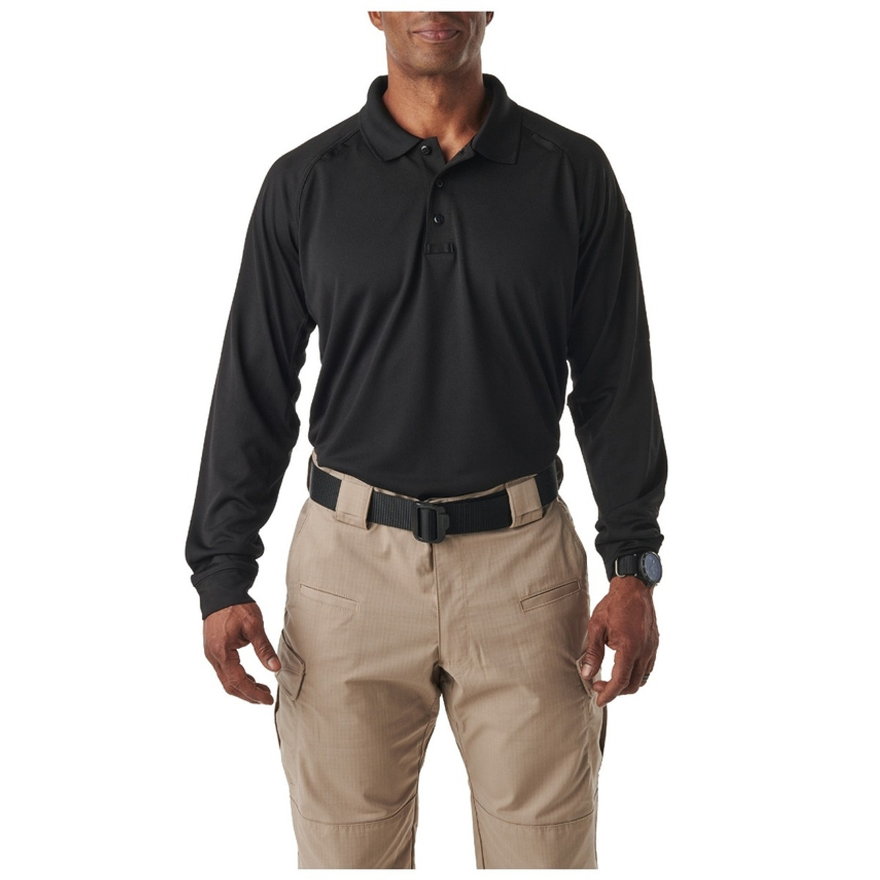 men's long sleeve black polo