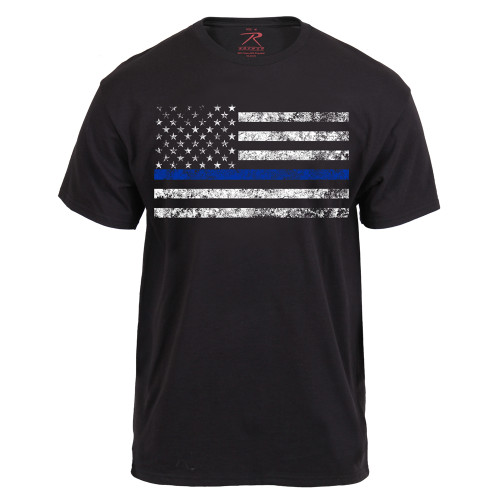 T-Shirt - Thin Blue Line Flag, Black - Atlantic Tactical Inc