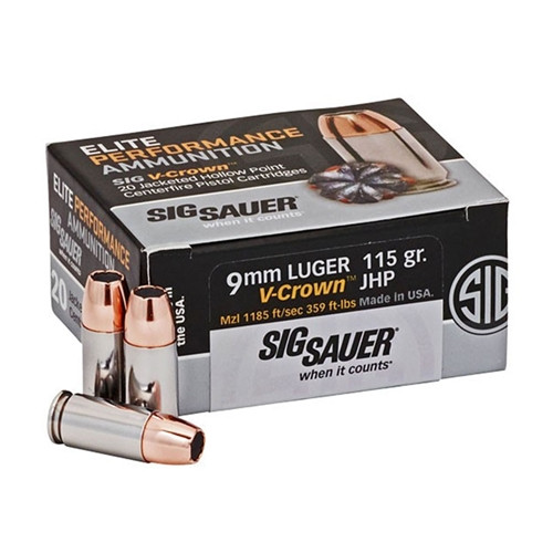 Sig Sauer GF7-VCR-9MM-115 Elite Performance 9mm Luger 115 Grain V-Crown JHP Ammo