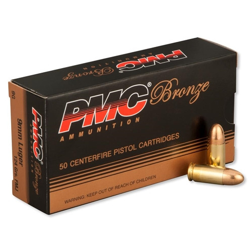 pmc 9a bronze 9mm luger ammo 115 grain fmj ammo