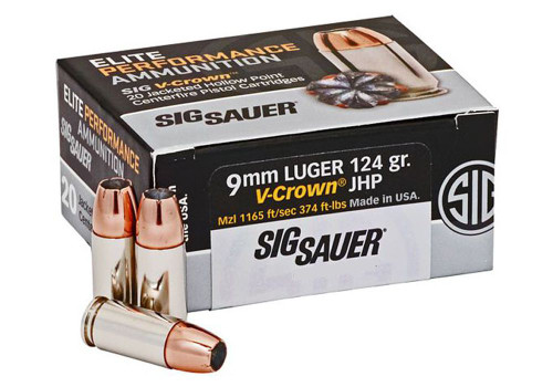 Sig Sauer E9MMA2-20 9mm 124 Grain Elite V-Crown JHP Ammo