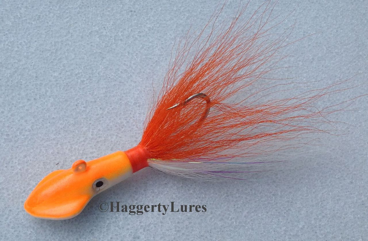 Squid Bucktail Jigs (Orange/White)