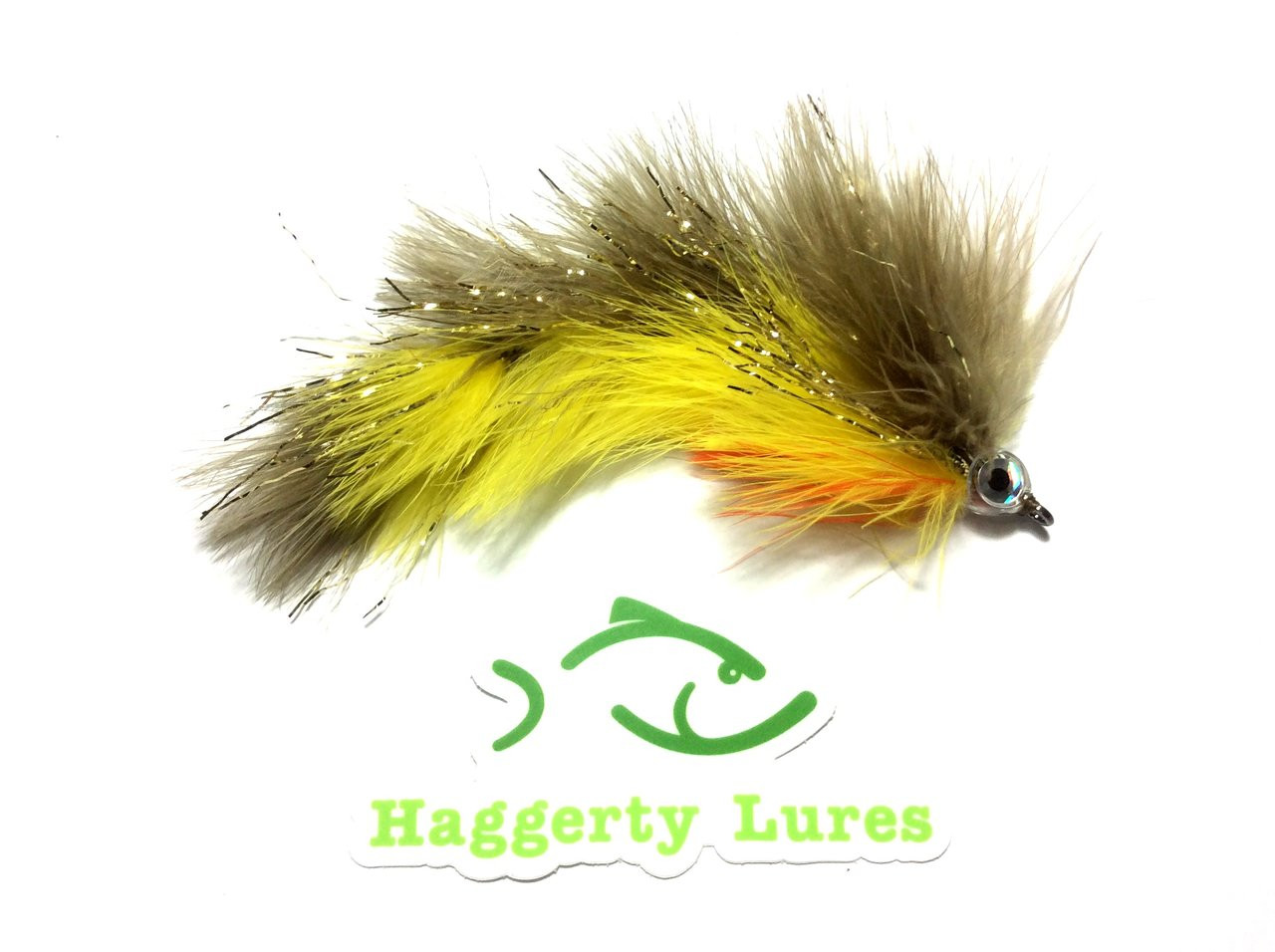 Marabou Jig - Signature Chartreuse and White - Round Head Fishing Lure -  Haggerty Lures