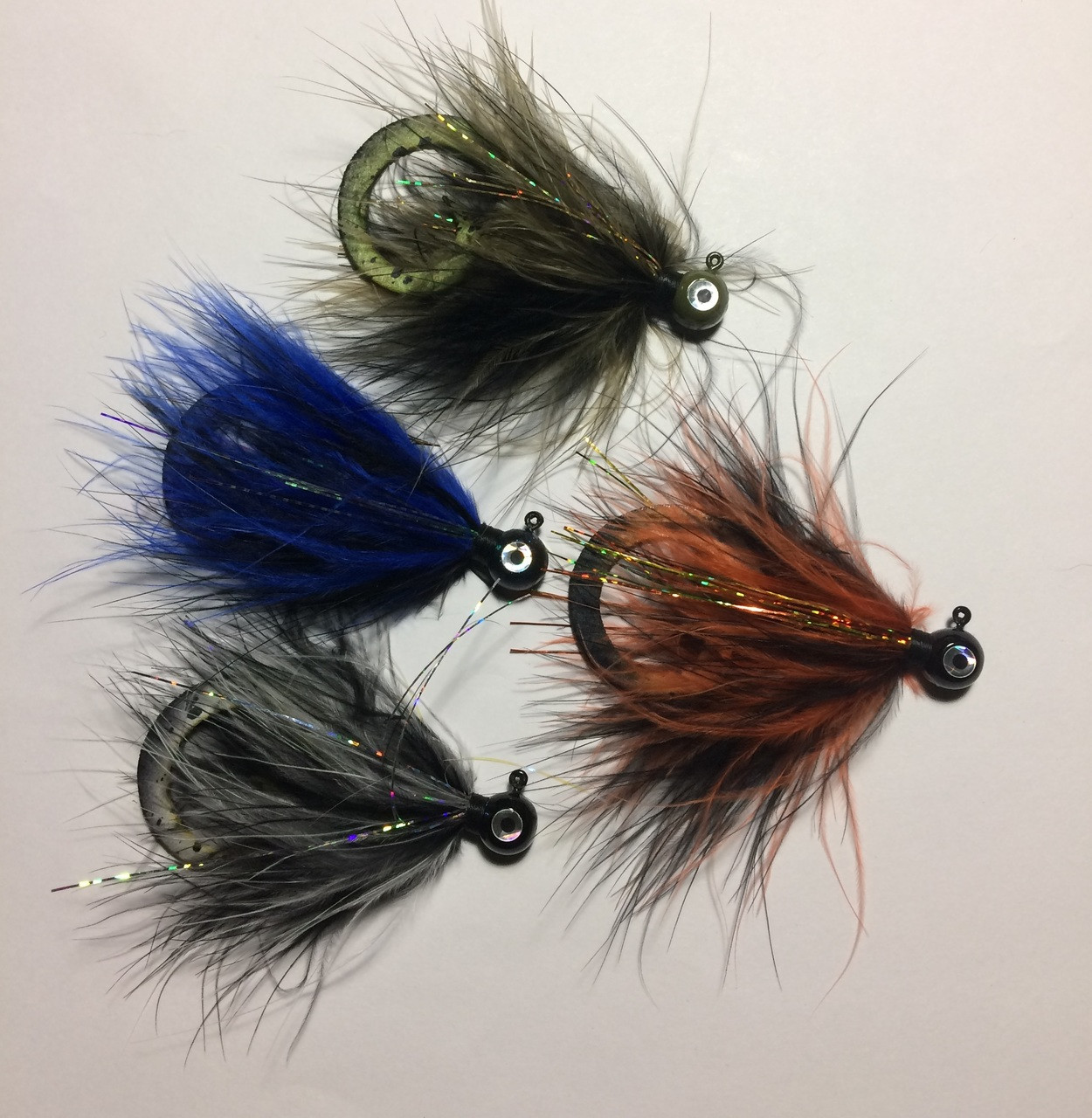 Palmered Marabou Jigs - Curly Tails - Speckled - Haggerty Lures