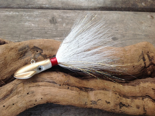 White and Gold Squid Bucktail Jig