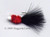 Nightmare Chenille Jig. Black Marabou, Blood Red Chenille collar, White Head. 