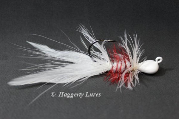 White and Red Lunker Hagg's Hellraiser Sculpin Bugz Jig