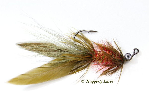 Olive and Red Lunker Hagg's Hellraiser Fly - Haggerty Lures
