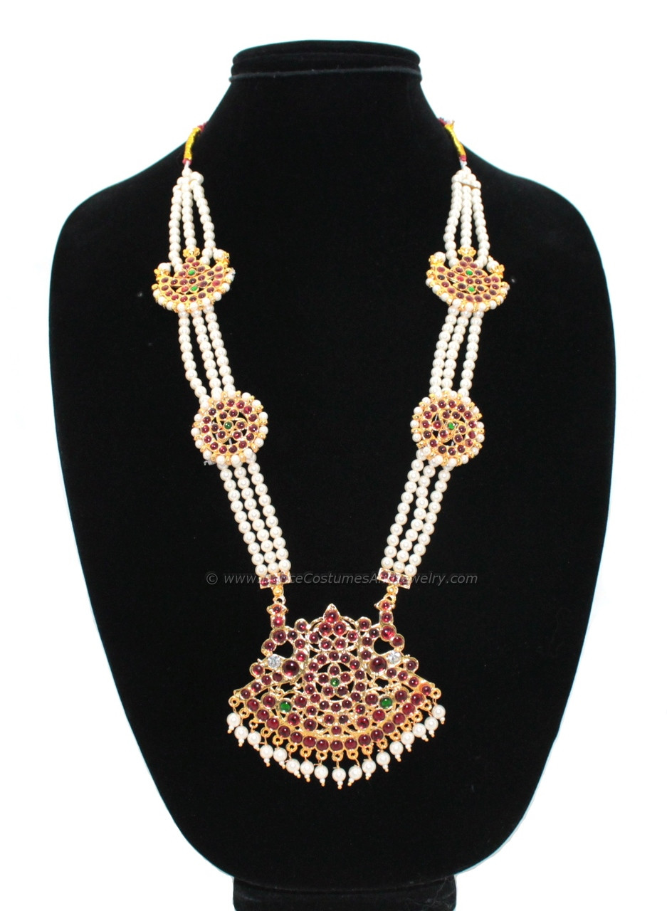 Dance jewelry, Long Chain Bharatanatyam dance Jewelry 3 Line