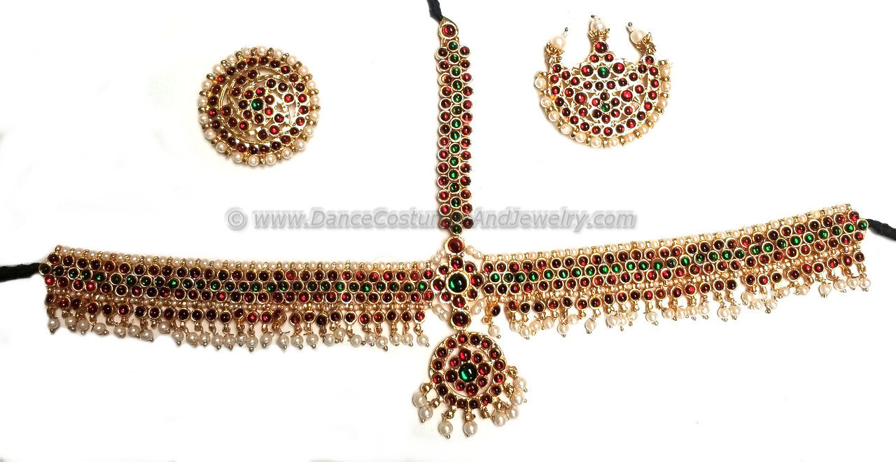 temple jewelry, dance, Artificial pearl headset for Indian Classical dance