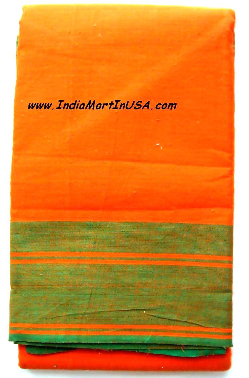 Orange Green Instruments Border Dance Practice Sari |  Halfsaree/Kalakshethra | eBay