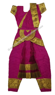 Bharatanatyam Dance Costume Ready Made Pink and Gold Bharatanatyam Dance Costume Ready Made Pink and Gold