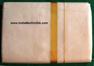 Kerala Mundu or Dhoti or Veshty with 3/4 inch kasavu for men Kerala Mundu or Dhoti or Veshty with 3/4 inch kasavu for men