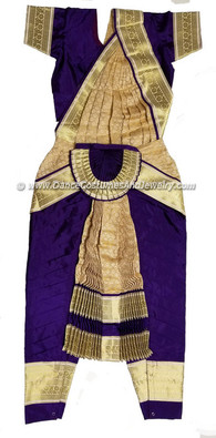 Bharatanatyam Readymade Costume  Purple and Beige in Brocade Silk