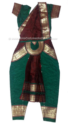 Bharathanatyam Dance Costume Readymade Dark Green and Dark Maroon DGrnMrm01 Bharathanatyam Dance Costume Readymade Dark Green and Dark Maroon DGrnMrm01