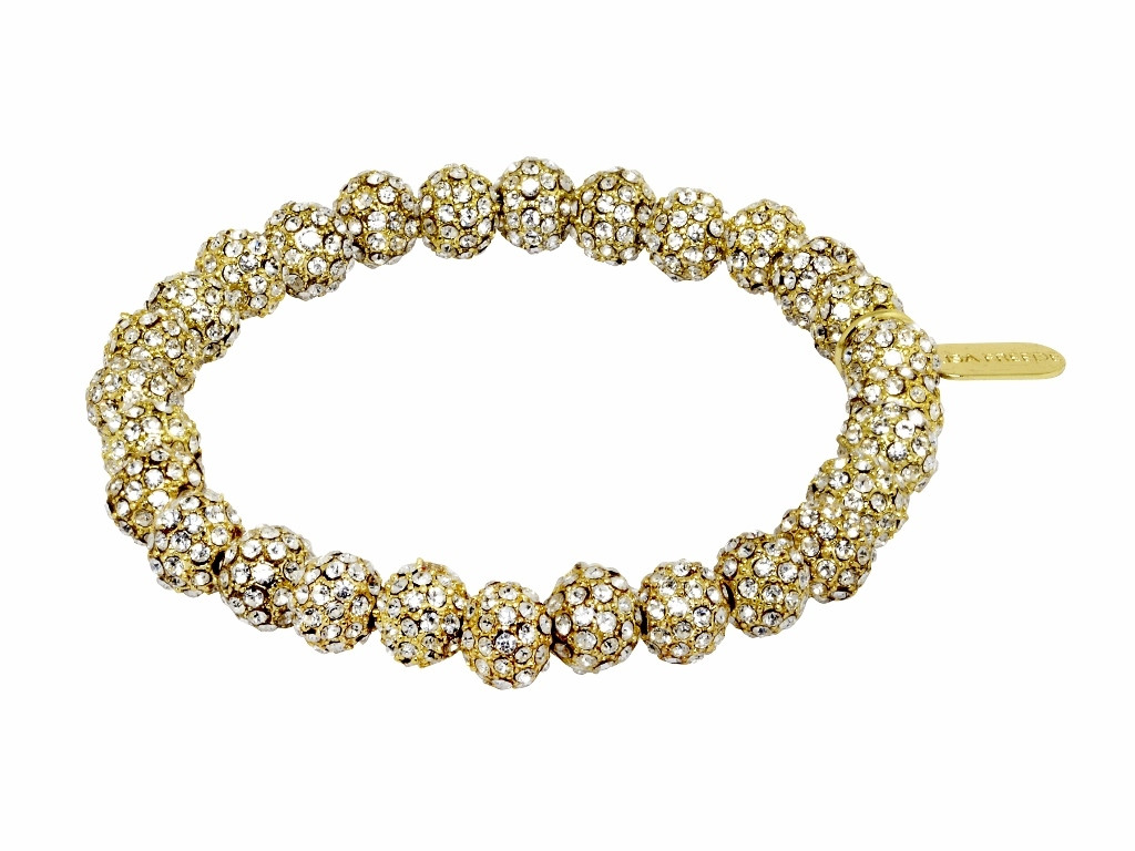 Yellow Gold Plated/Clear Mini Disco Ball Bracelet