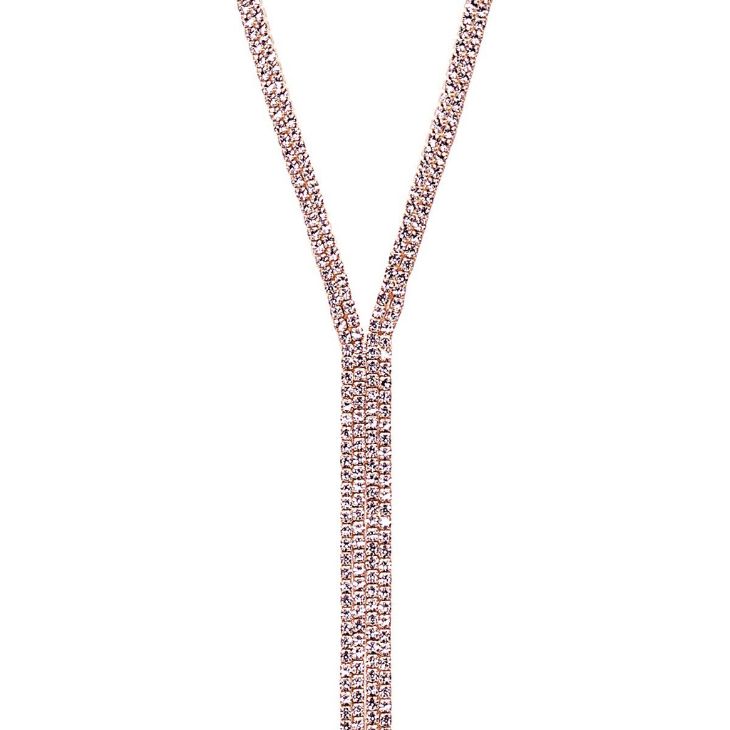 Rose Gold Plated Bella Lariat Necklace Close Up Detail