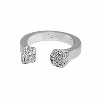 Rhodium Plated Crystal Stud Ring