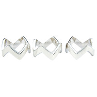 Rhodium Plated Set of 3 Chevron Rings Separated