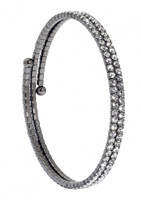 Gunmetal Plated 2 Line Crystal Wrap Bracelet