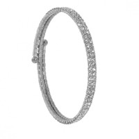 Rhodium Plated 2 Line Crystal Wrap Bracelet