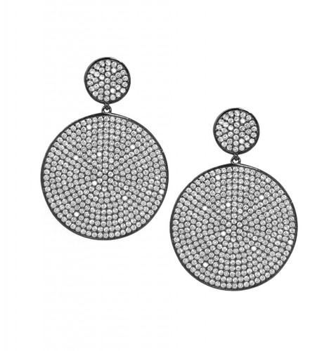 Gunmetal Plated/Clear Micro Pave Disc Drop Earrings