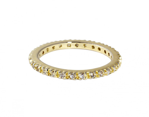Yellow Gold Plated Thin Laser Cut Eternity Band