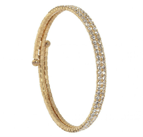 Yellow Gold Plated 2 Line Crystal Wrap Bracelet