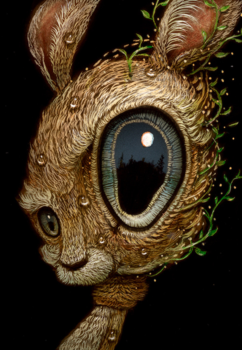 ★Original ART  ‘RABBIT' Amazon.com: Red Folk Bunny 20x12 Framed Art Print by