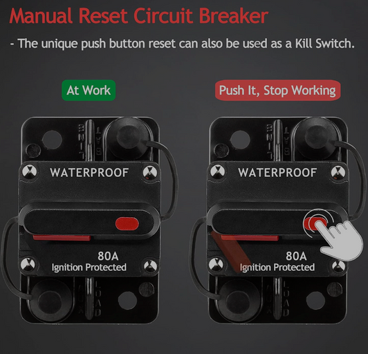 80 Amp Circuit Breaker Manual Reset 12V-48V DC