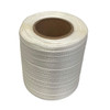 Roll of white woven strapping for shrink wrap installation and securing applications