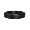 Low-angle view of bundled black annealed box wire coil